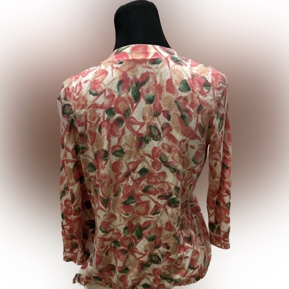 50% off w♥️ TALBOTS Woman Floral Print Stretch Knit Cardigan Sweater XS - Picture 3 of 5